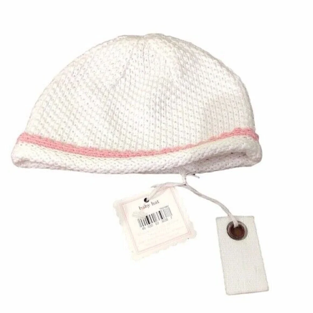 AMY COE VINTAGE Hat Baby Size O/S White Pink NWT Layette Limited Edition